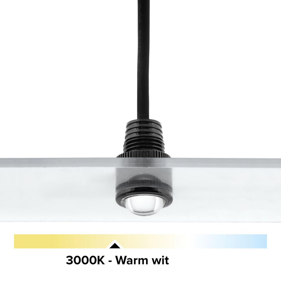 LED mini IP67 11mm 1W 3000K met lens zwart