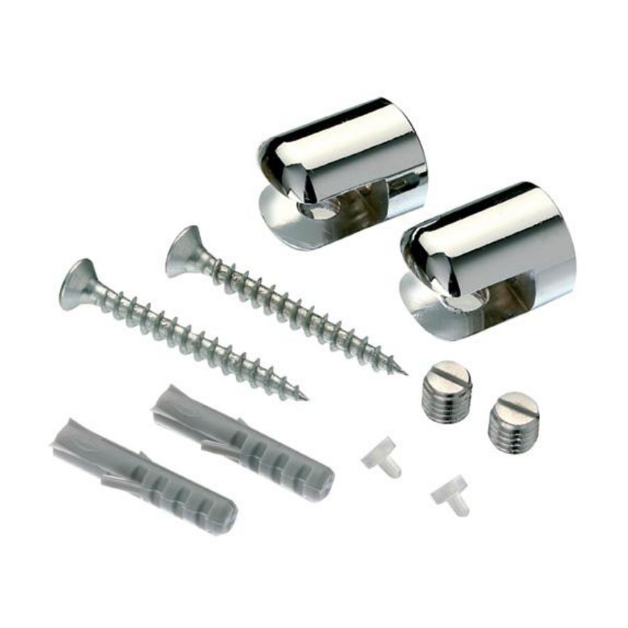 Planchethouders tbv 6-8mm glas set a 2 st. chroom