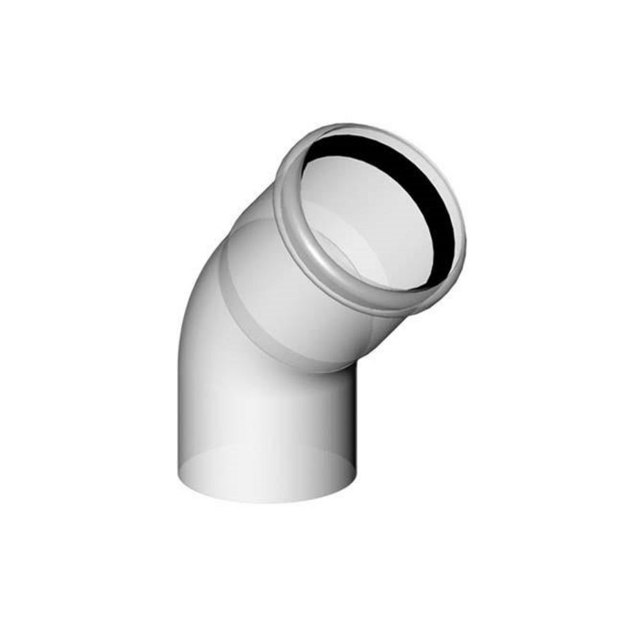 Rookgasafvoer bocht kunststof PP 45° Ø80mm