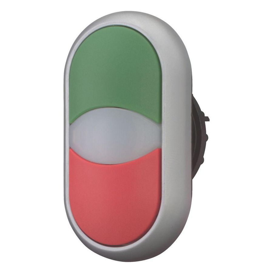 Dubb.drukknop+sign.lamp groen/wit/rood titanium VVE=5