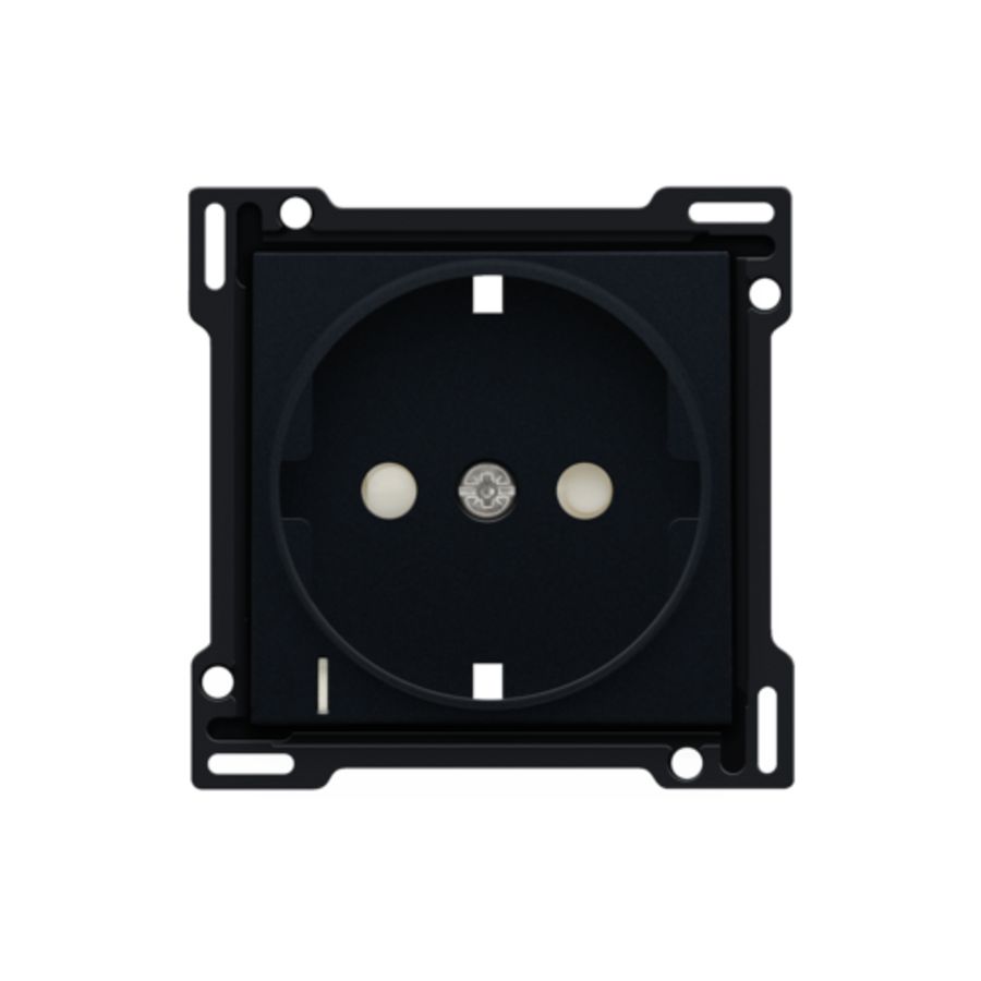 Afwerkingsset stopcontact randaarde besch/spanning black