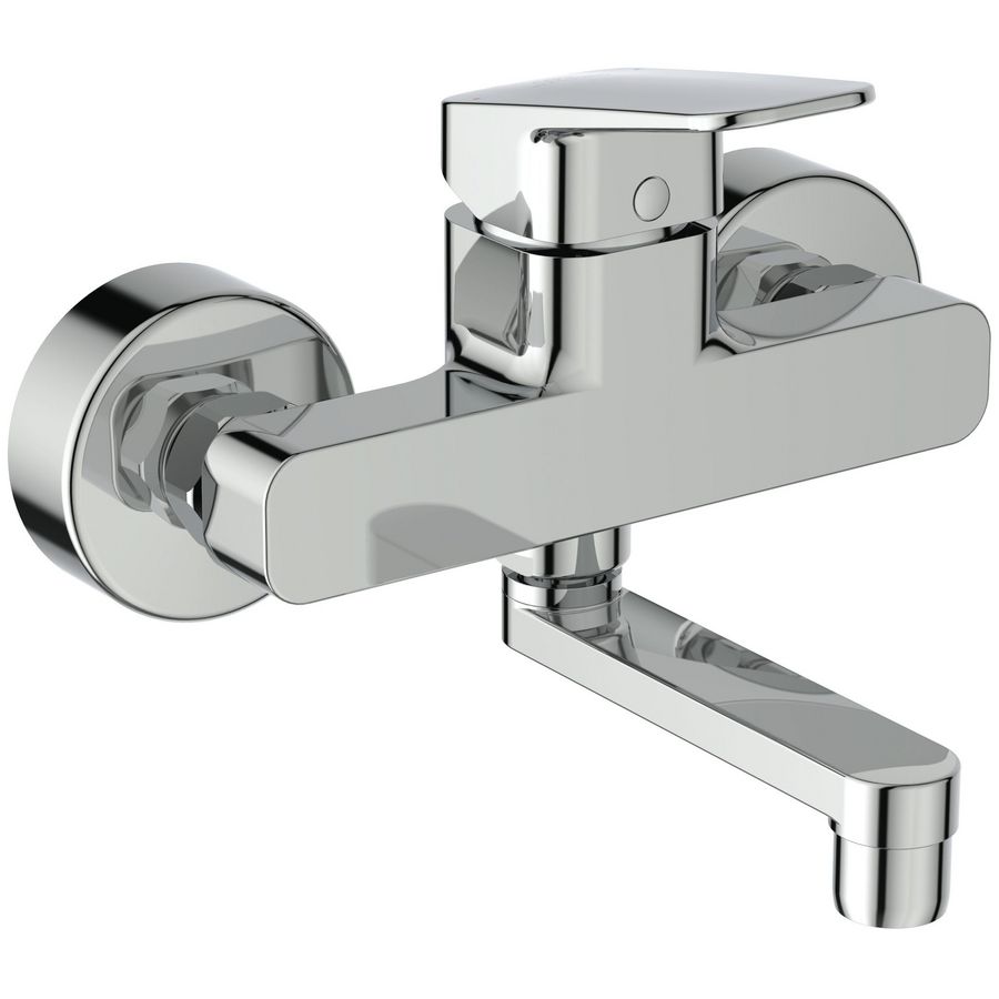 Wandmengkraan CERAPLAN 1-hendel 150mm met onderuitloop chroom incl. S-koppelingen