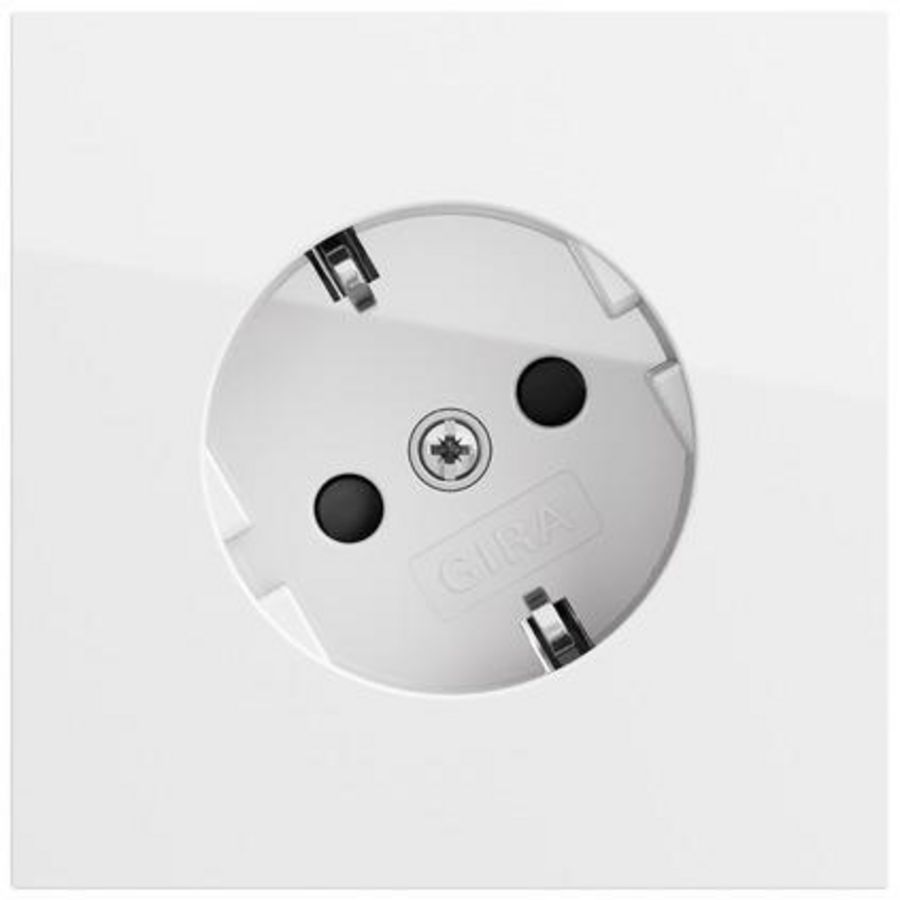 wandcontactdoos met randaarde 30° + Safety Plus Gira F100 zuiver wit