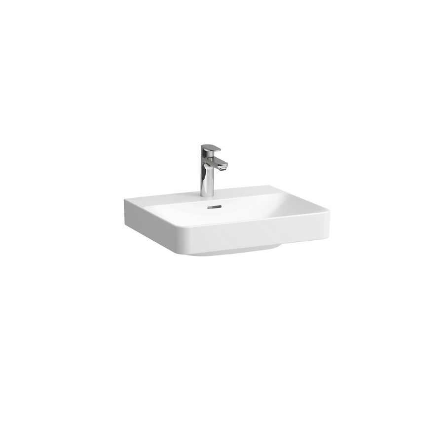 Wastafel PRO-X 55cm met kraangat + overloop Glans wit