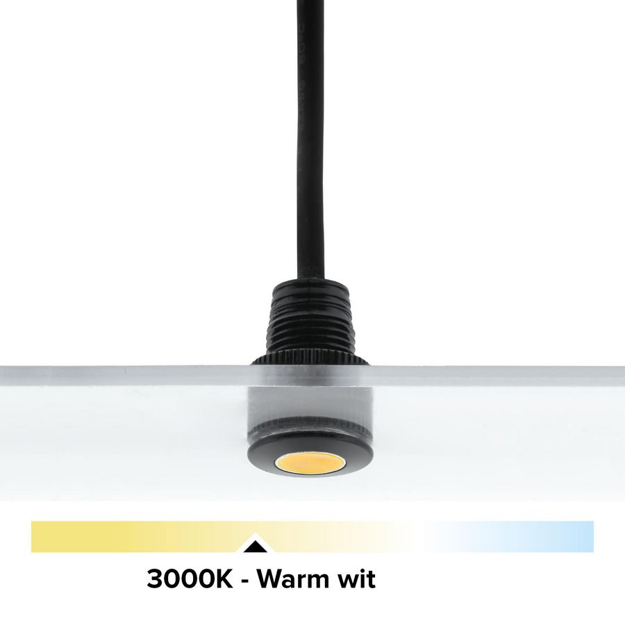 LED mini IP67 11mm 0,5W 3000K zonder lens zwart