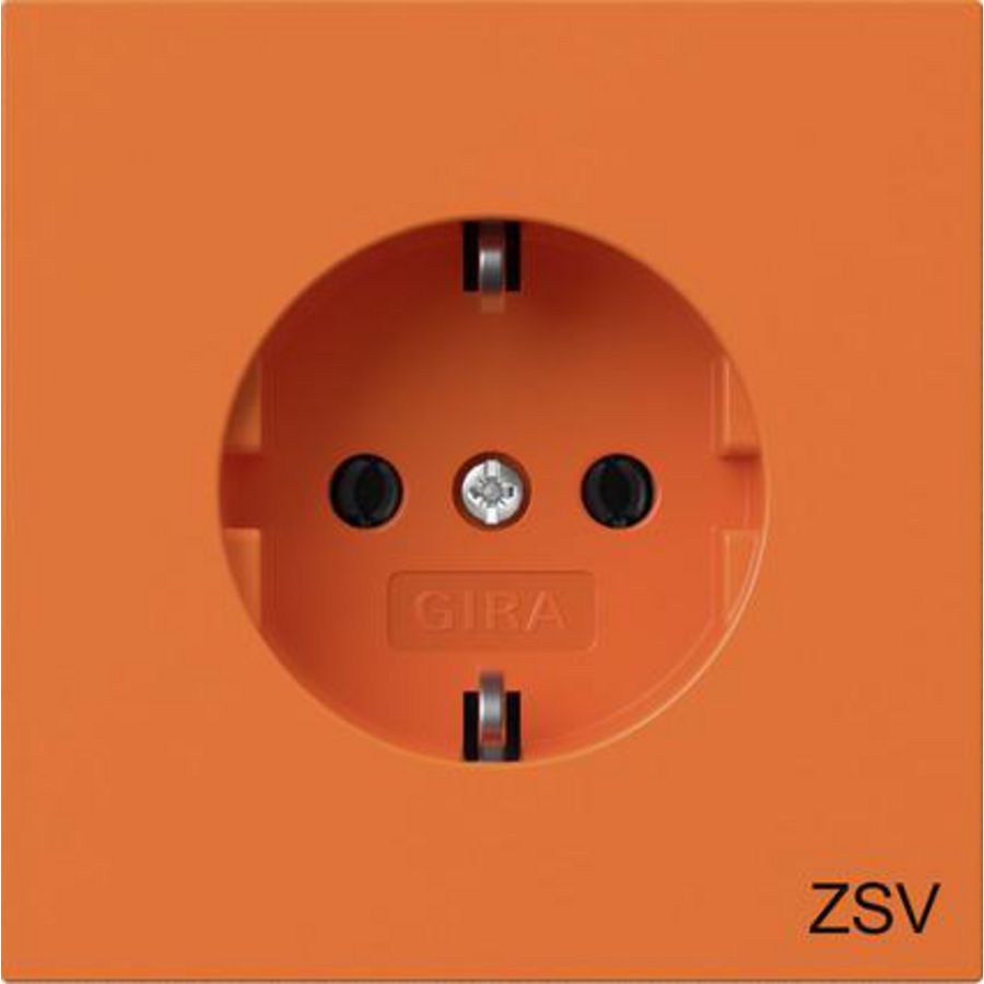 wandcontactdoos met randaarde opdr.ZSV Gira F100 oranje