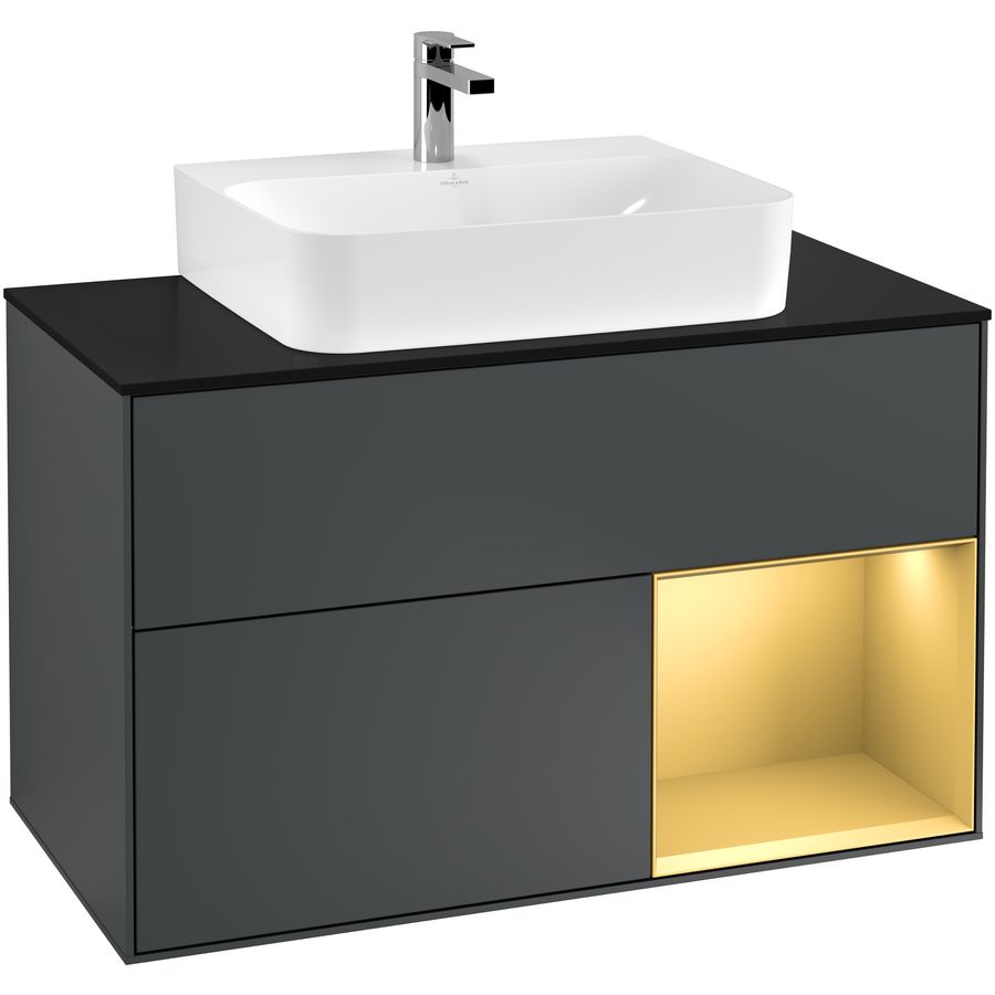 Wastafelonderkast Finion 1000x603x501mm Mid.Blue Matt Lacquer G122HFHG