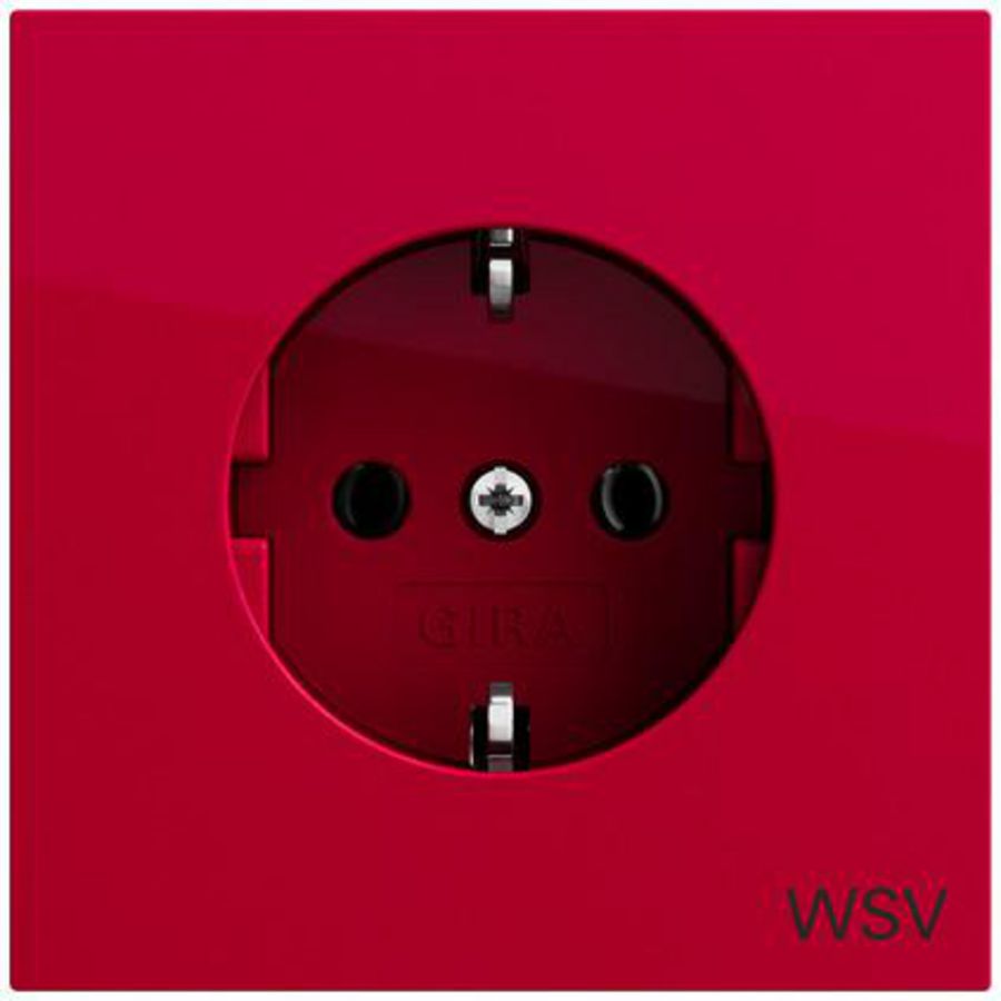 wandcontactdoos met randaarde opdr.WSV Gira F100 rood