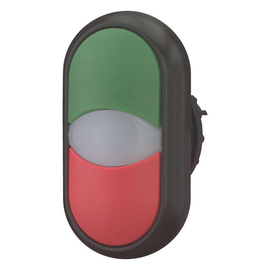 Dubb.drukknop+sign.lamp groen/wit/rood zwart VVE=5