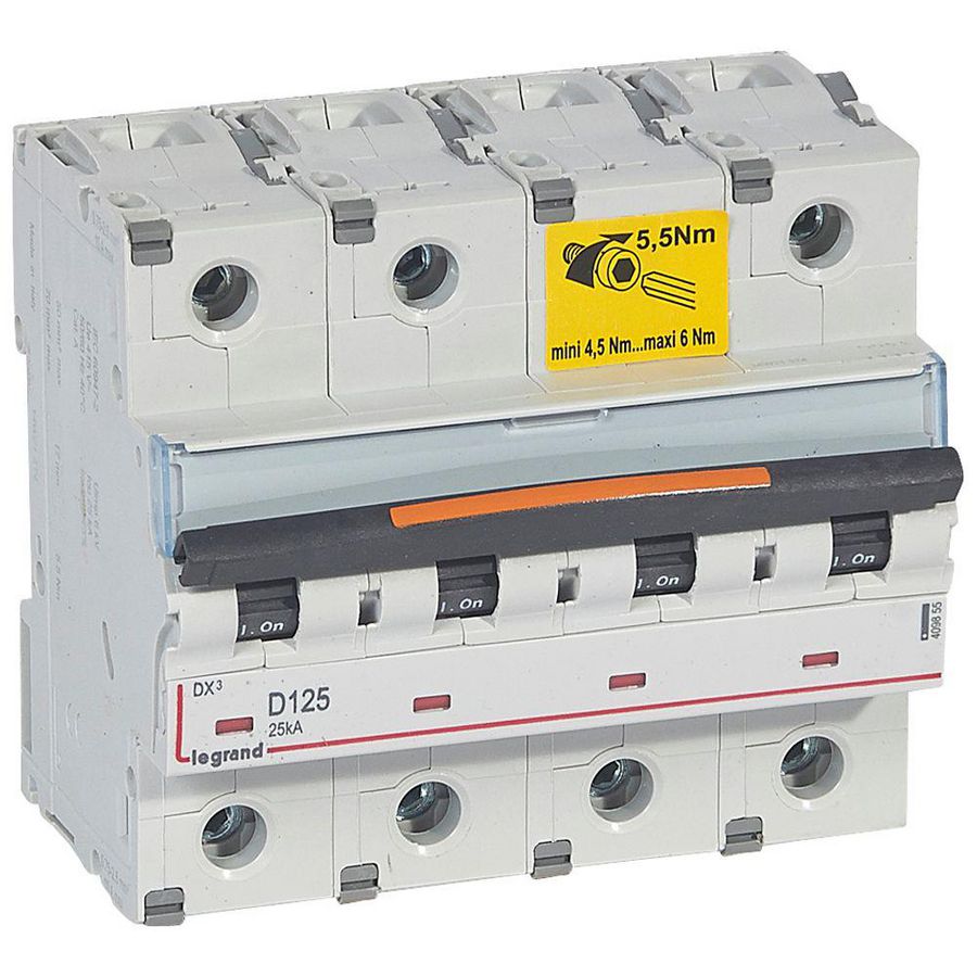 Installatieautomaat 4-polig D-karakteristiek 125A 25kA DX³ DIN