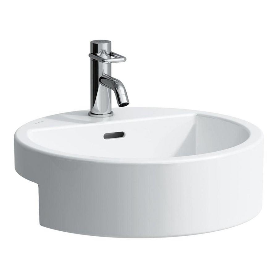 Half-inbouwwastafel 460 1 kraangat met overloop wit