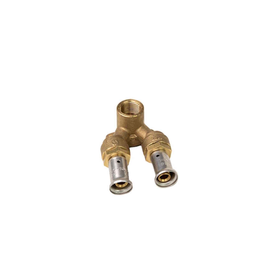 Muurplaat doorstromend laag persaansluiting 3P 26x1/2"bn. x 26mm (h=40mm) VVE=20