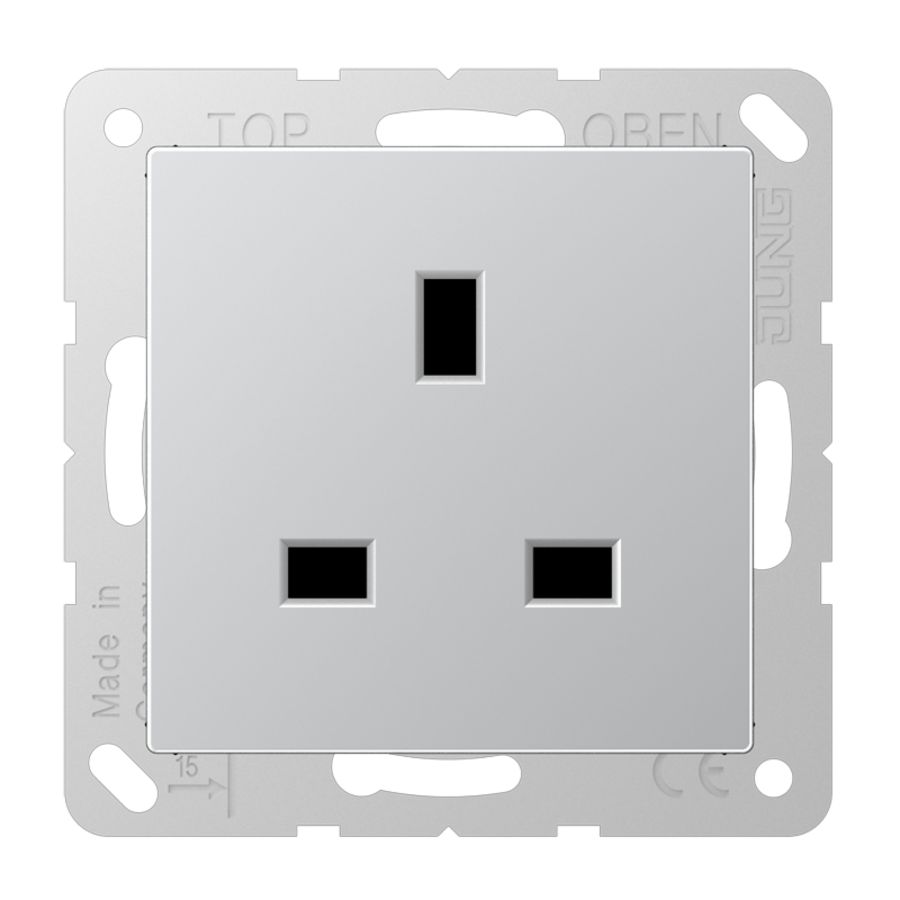 Wandcontactdoos British Standard 13A A500 aluminium