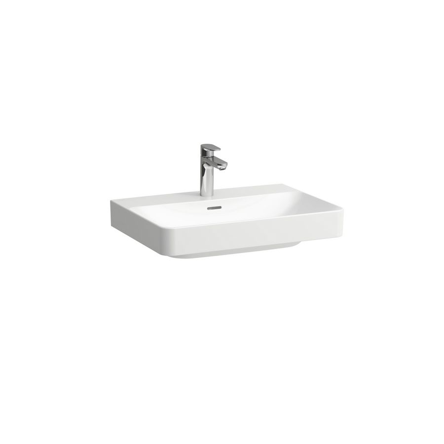 Wastafel PRO-X 65cm met kraangat + overloop Glans wit