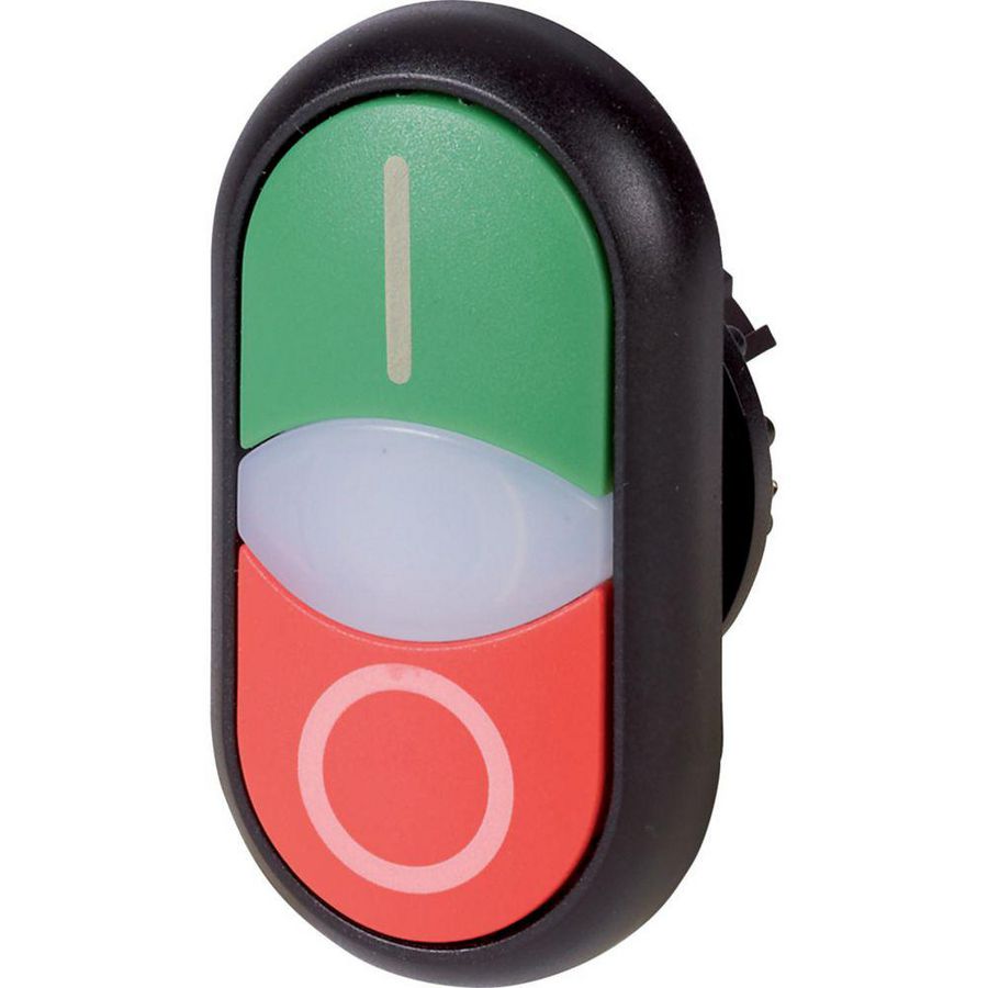 Dubb.drukknop+sign.lamp groen I/wit/rood 0 zwart VVE=5