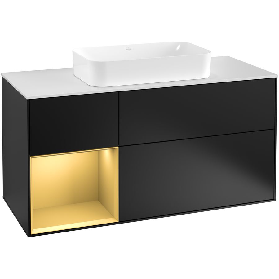 Wastafelonderkast Finion 1200x603x501mm Black Matt Lacquer G291HFPD