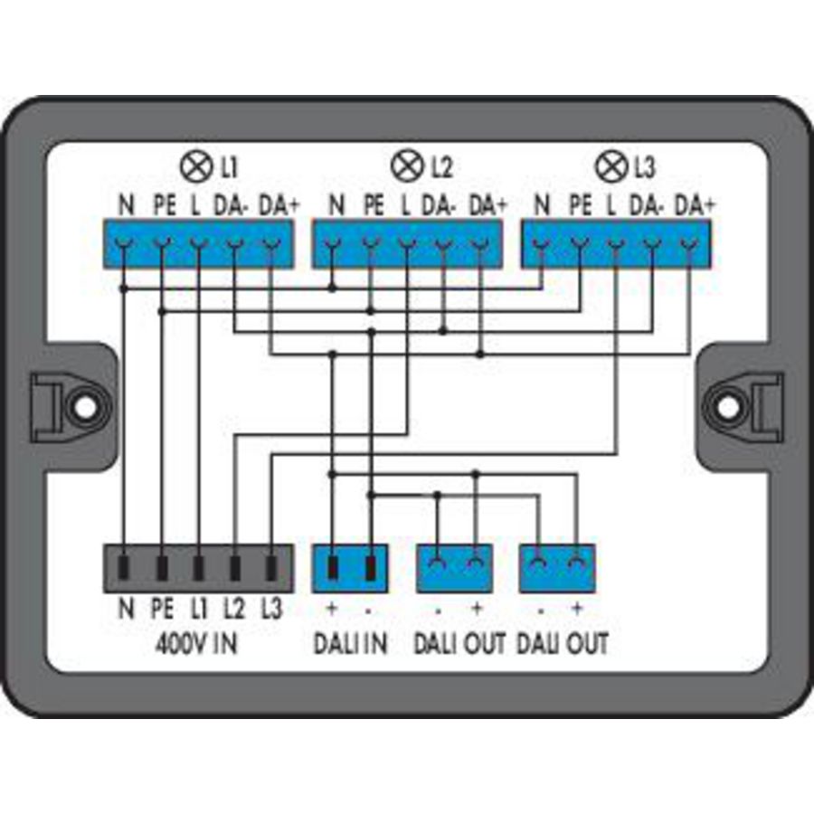 Verdeeldoos 400V + DALI 2 ingangen 899-631/455-000