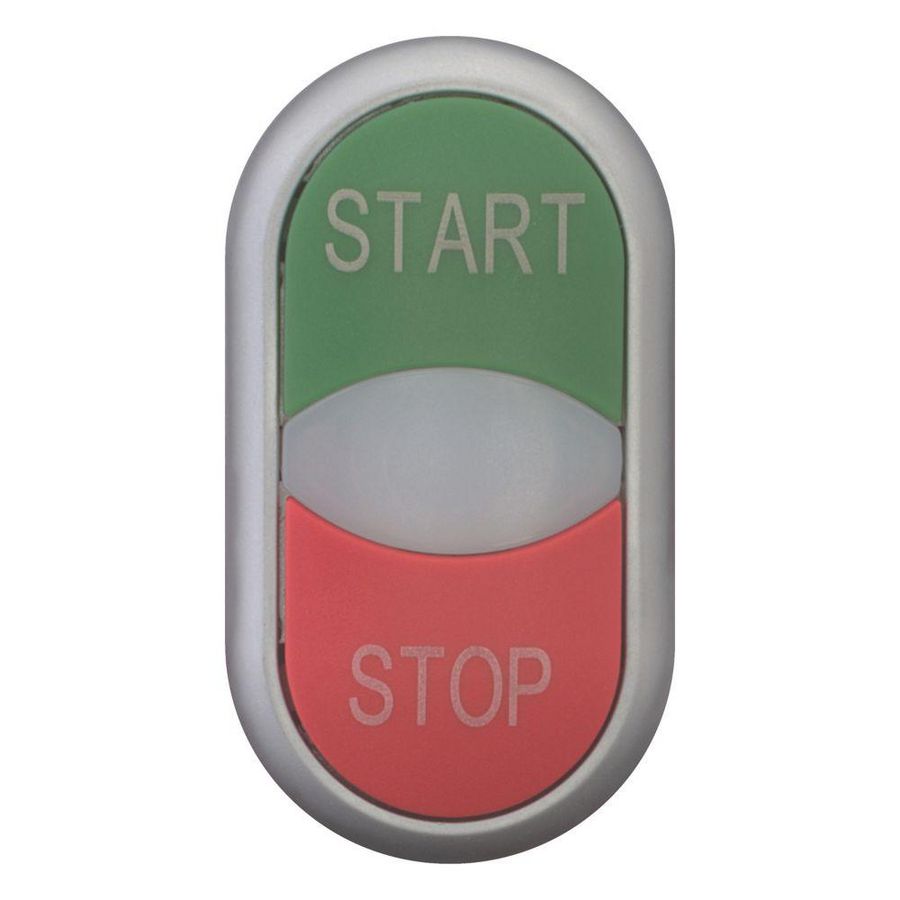 Dubb.drukknop+sign.lamp groen Start/wit/rood Stop tit.