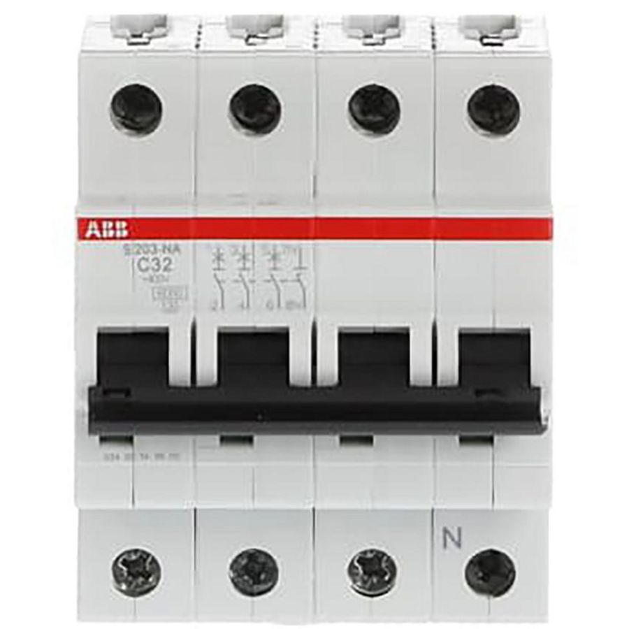 Installatieautomaat 6kA 3-polig + Nul C-karakteristiek 32A