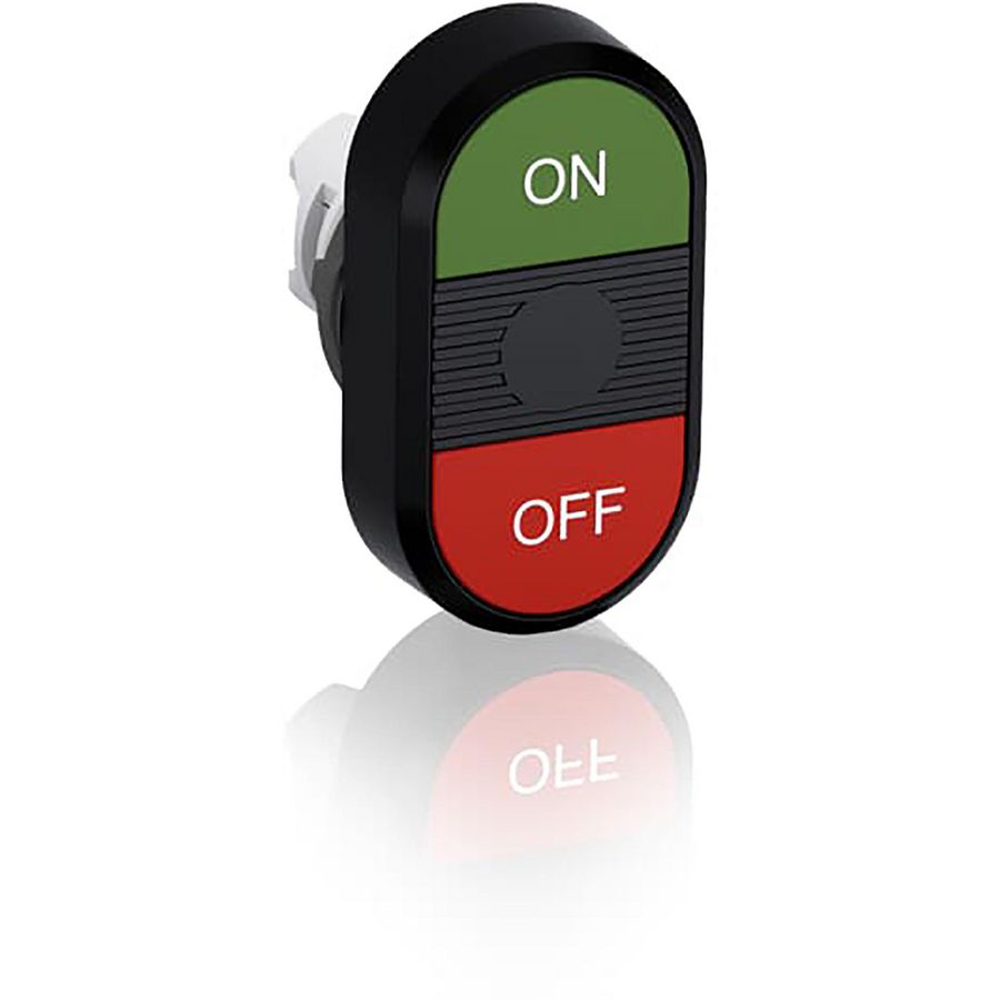 Dubbele drukknop groen/rood met on/off tekst
