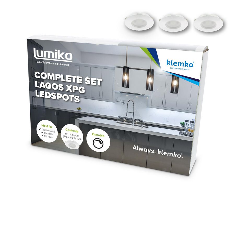 Ledspot compleet Lagos pakket met 3x XPG 3000K dimbaar