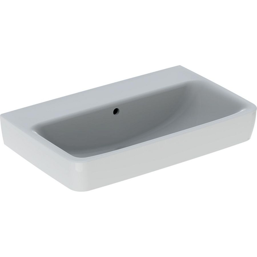 Renova Compact wastafel 65cm zonder kraangat met overloop wit Keratect