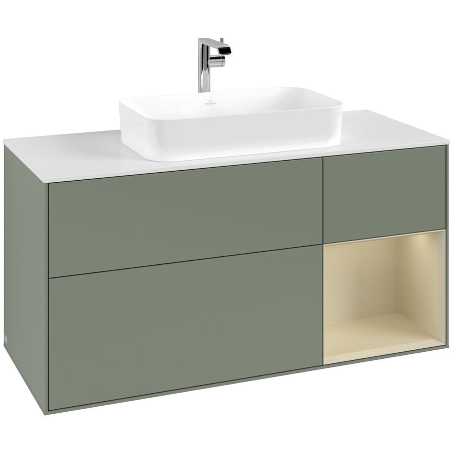 Wastafelonderkast Finion 1200x603x501mm Olive Matt Lacquer F301HJGM
