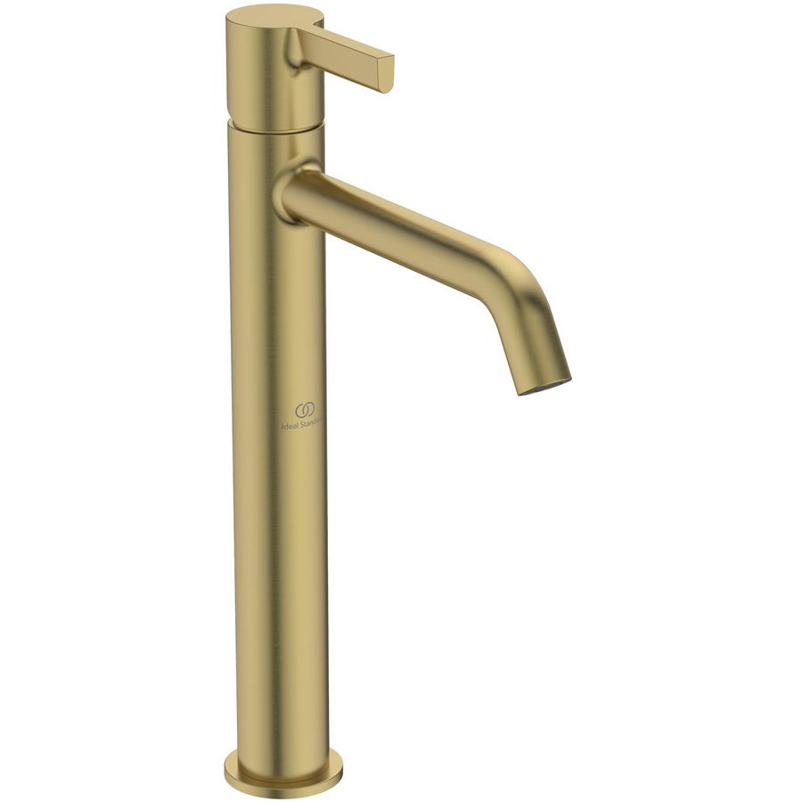 Joy verhoogde wastafelmengkraan 5l/min. zonder waste brushed gold (mat goudkleurig)