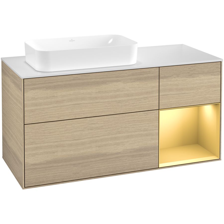 Wastafelonderkast Finion 1200x603x501mm Oak Veneer G691HFPC