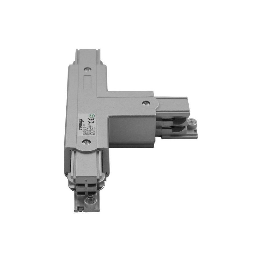 T shape links voor 3-fase rails zilver