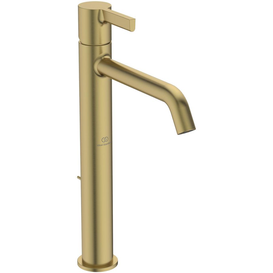Joy hoog wastafelmengkraan 5l/min. met waste brushed gold (mat goudkleurig)