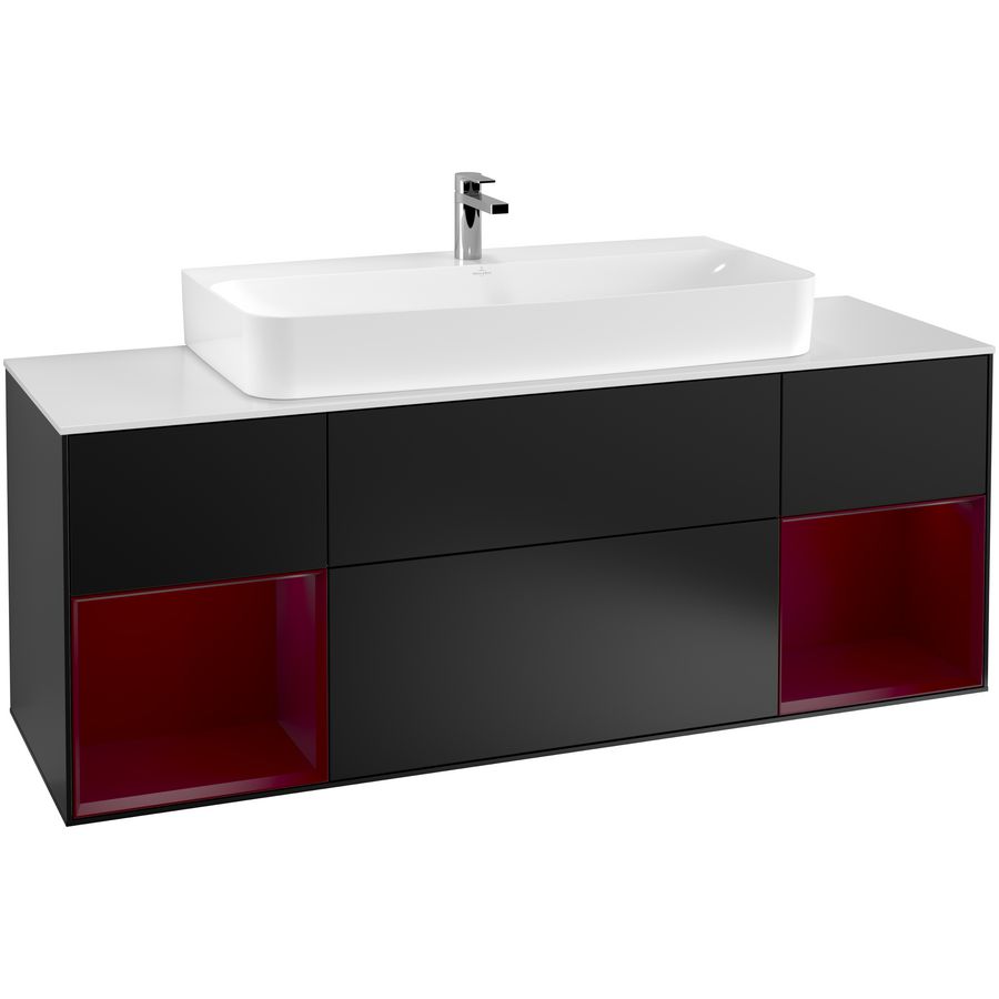 Wastafelonderkast Finion 1600x603x501mm Black Matt Lacquer G211HBPD