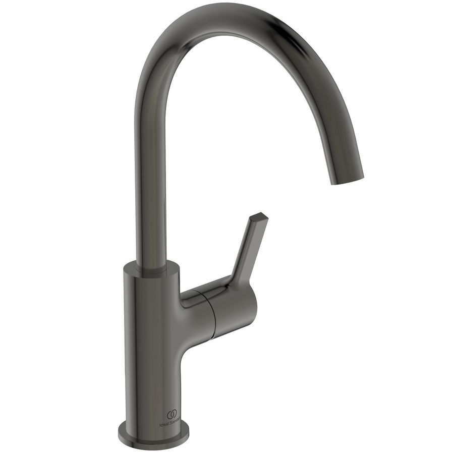 Joy wastafelmengkraan 5l/min. met hoge uitloop zonder waste magnetic grey (grijs)
