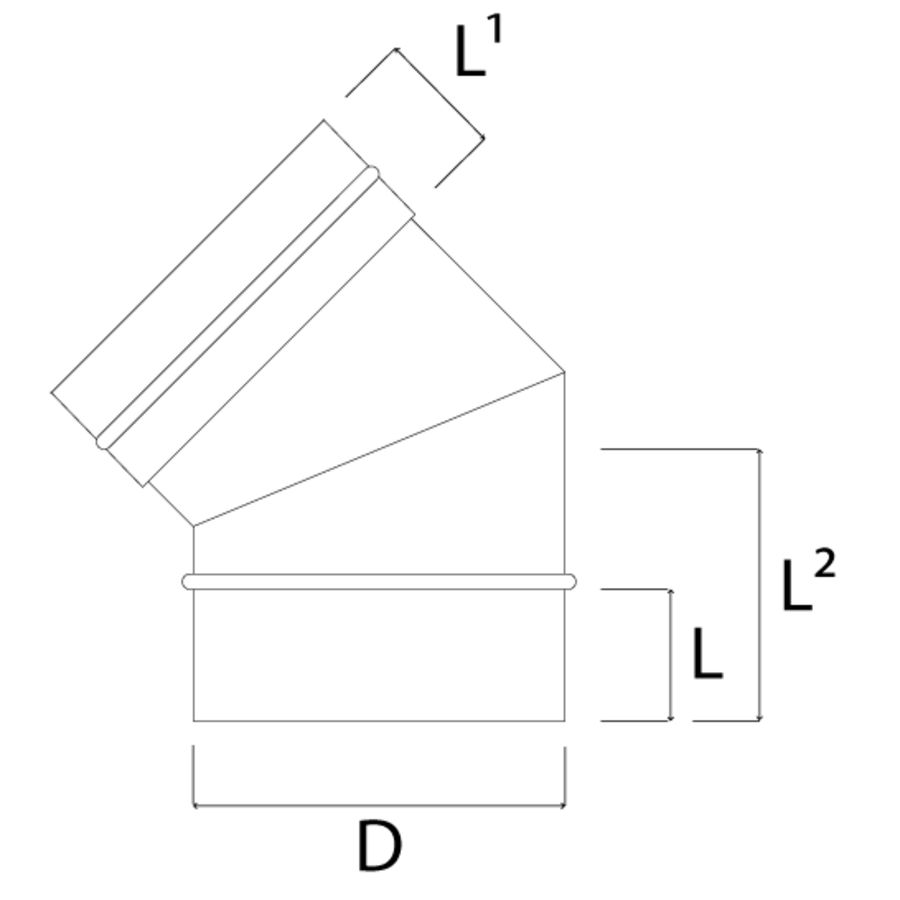 EW diameter 130mm bocht 45° I316L (D0,5)