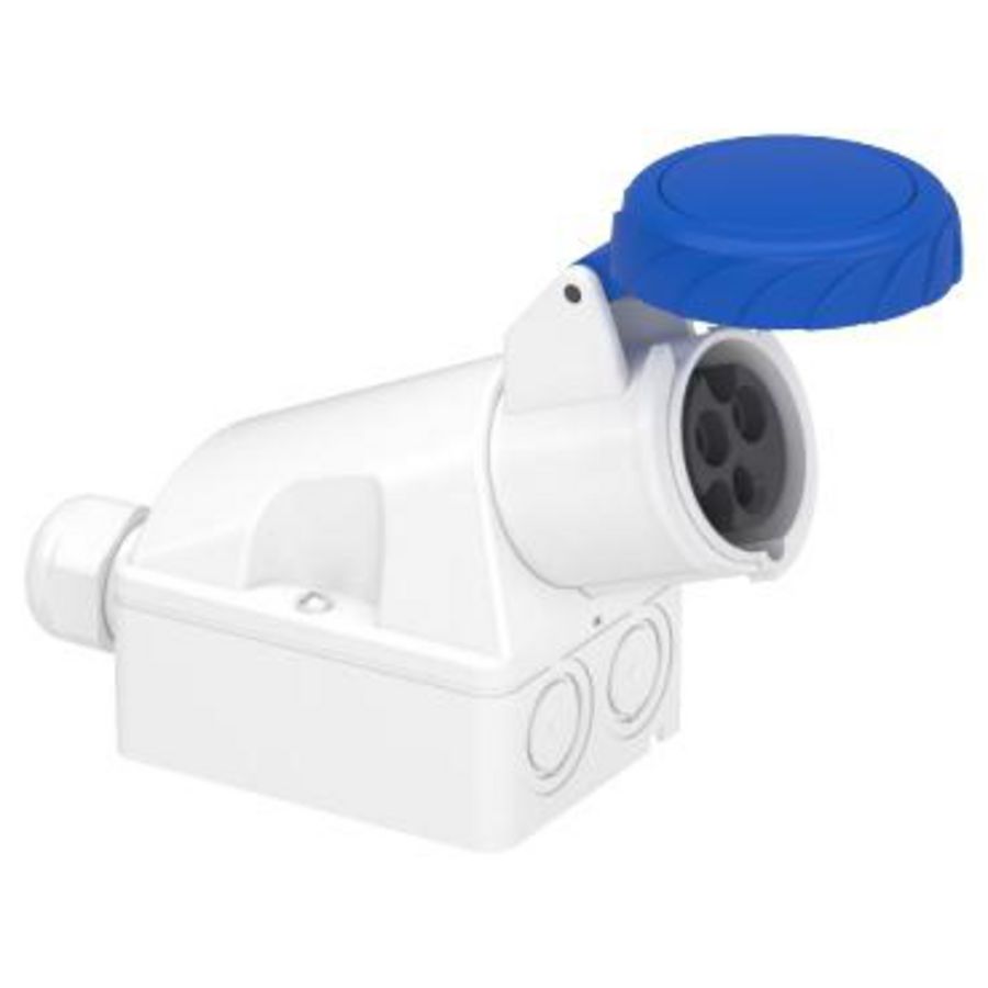 Wandcontactdoos Gehoekt 2P+A 16A 200-250V AC 6h PratiKa