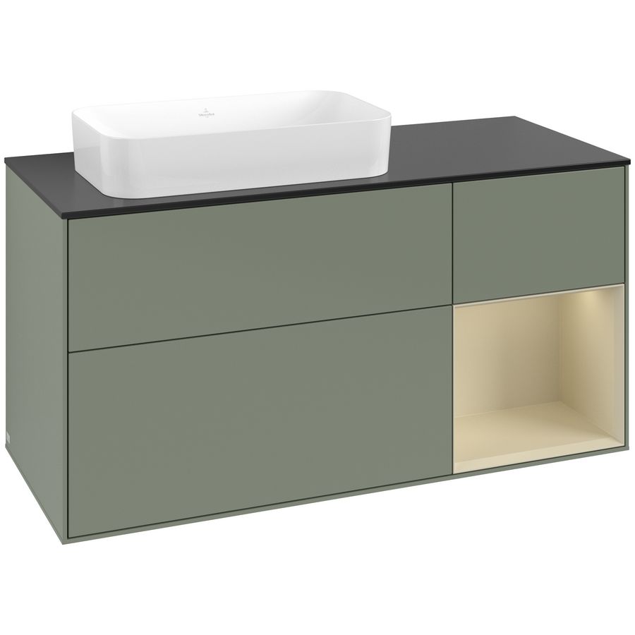 Wastafelonderkast Finion 1200x603x501mm Olive Matt Lacquer F692HJGM