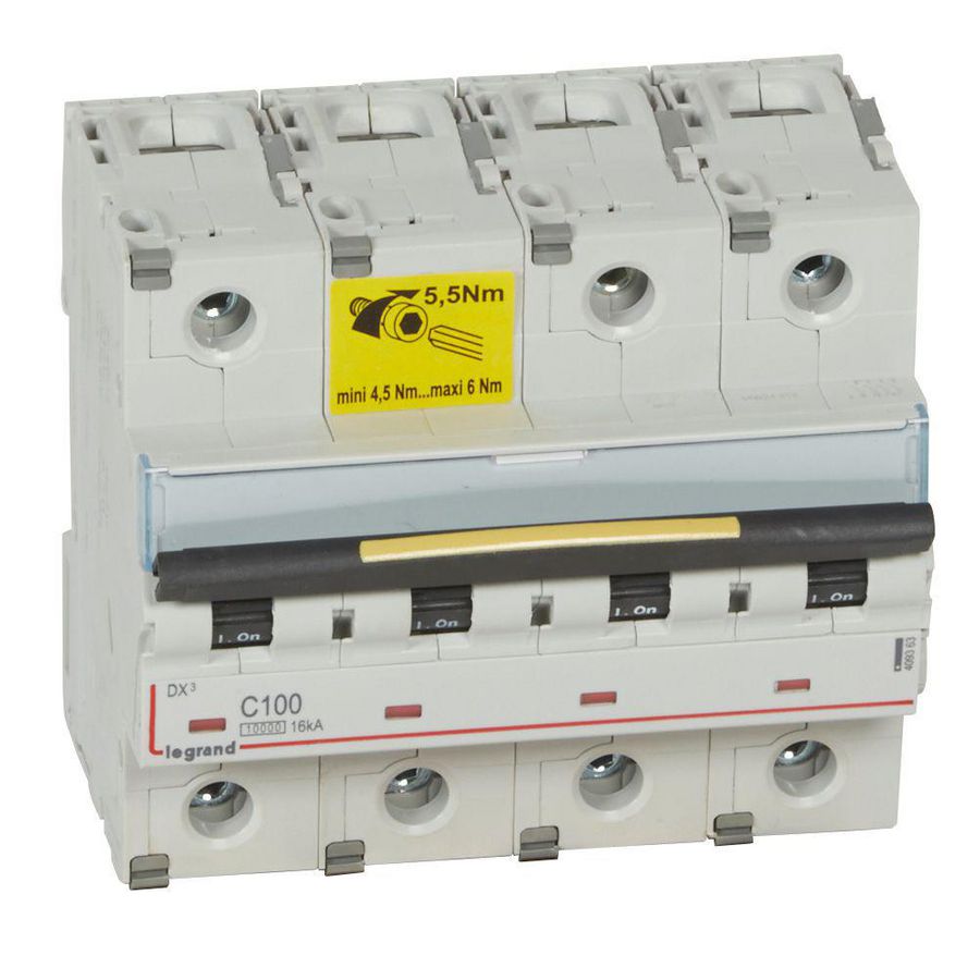 Installatieautomaat 4-polig C-karakteristiek 100A 10000A/16kA DX³ DIN
