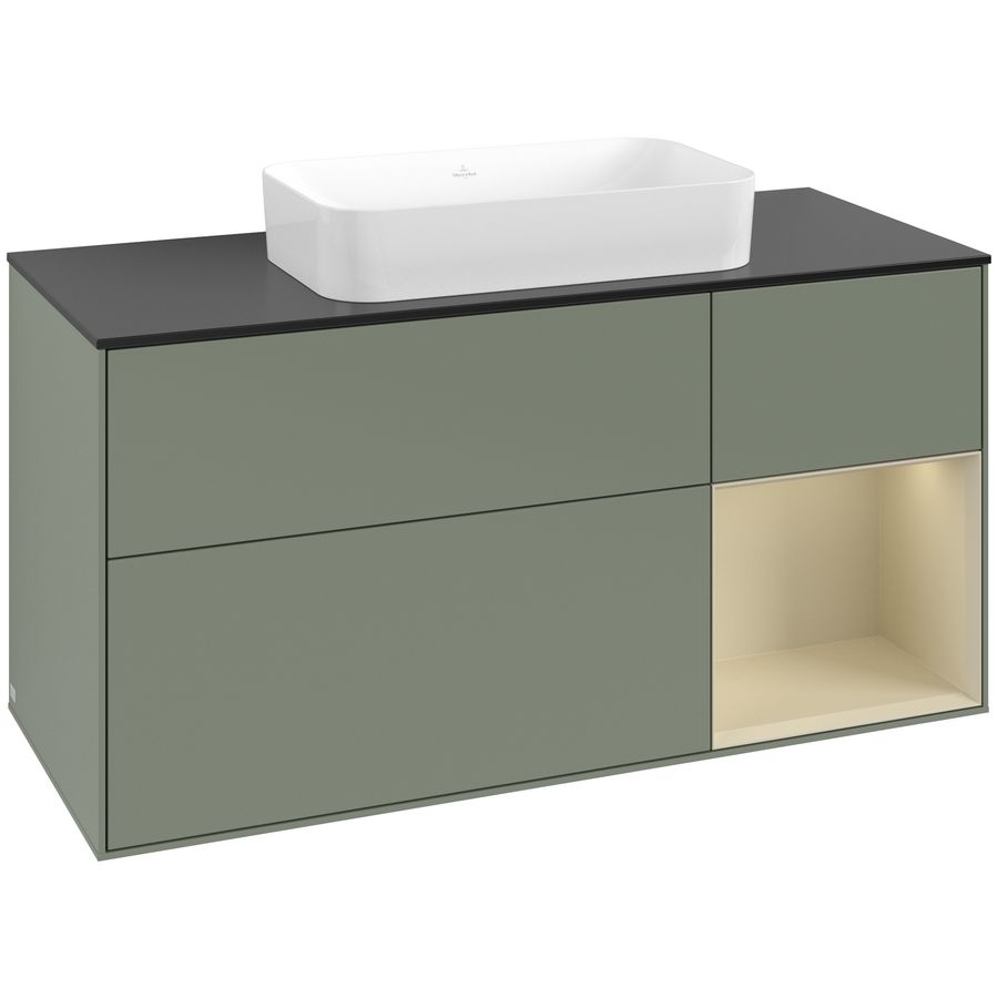 Wastafelonderkast Finion 1200x603x501mm Olive Matt Lacquer F712HJGM