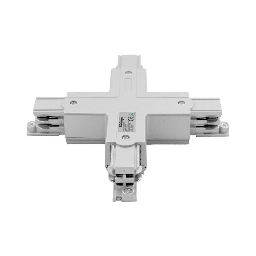 X-shape connector voor 3-fase rails wit