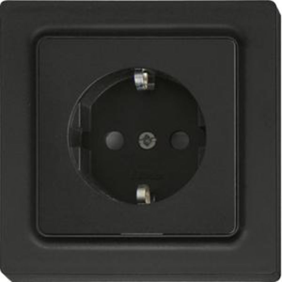 Wandct.doos m. randaarde, E-Design, 55x55 mm, antraciet mat