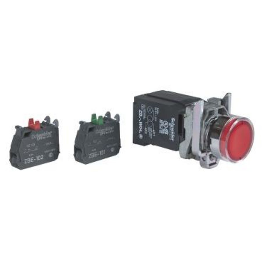 Drukknop Verlicht Verzonken Terugvering 22mm 240V 1NO + 1