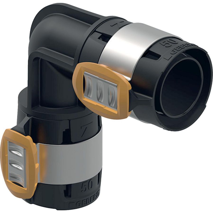 Bochtkoppeling 90° FLOWFIT pers 50x50mm PPSU