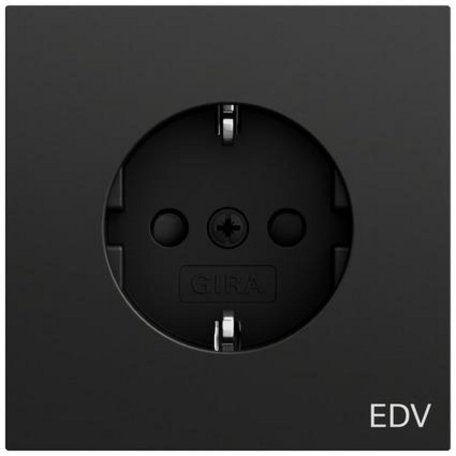 wandcontactdoos met randaarde opdr.EDV + Safety Plus System 70 zwart m(gel.)