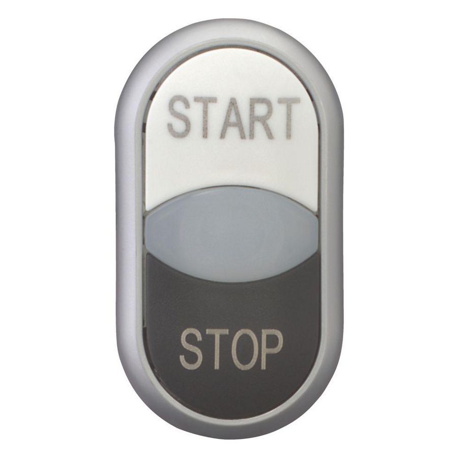 Dubbele drukknop+signaallamp wit Start/wit/zwart Stop titan.VVE=5