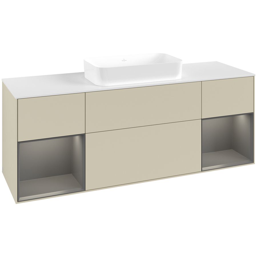 Wastafelonderkast Finion 1600x603x501mm S.Grey Matt Lacquer F741GKHJ