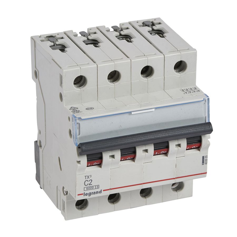 Installatieautomaat MCB TX3 4-polig C-karakteristiek 2A 6000A