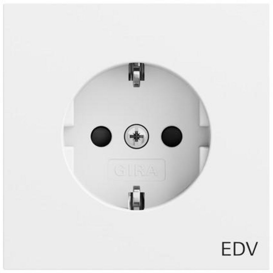 wandcontactdoos met randaarde opdr.EDV + Safety Plus System 70 zuiver wit m(gel.)