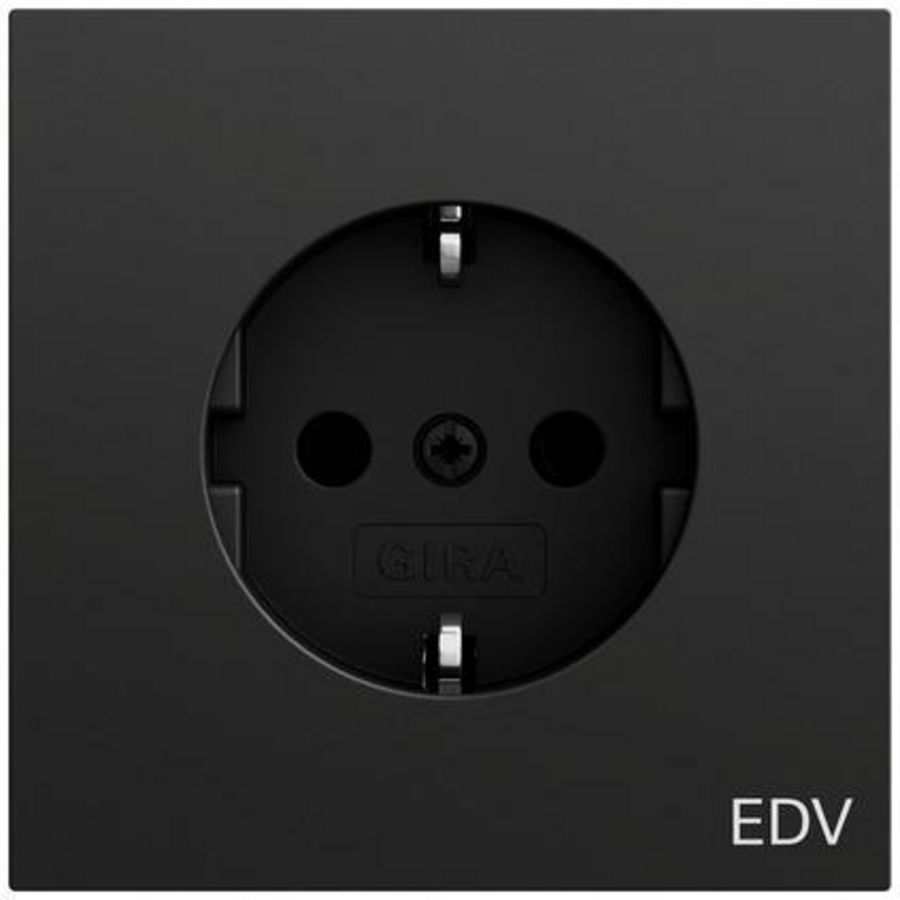 wandcontactdoos met randaarde opdr.EDV System 70 zwart m(gel.)