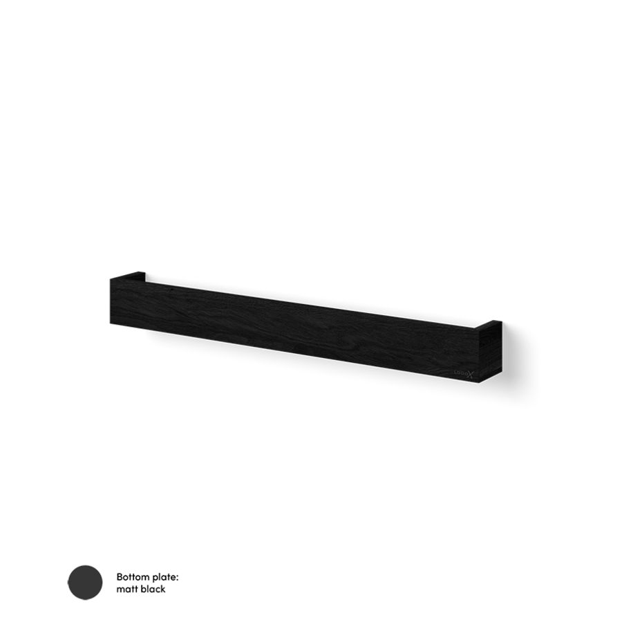 Wooden Shelf BoX 90cm massief eiken black bodemplaat mat zw
