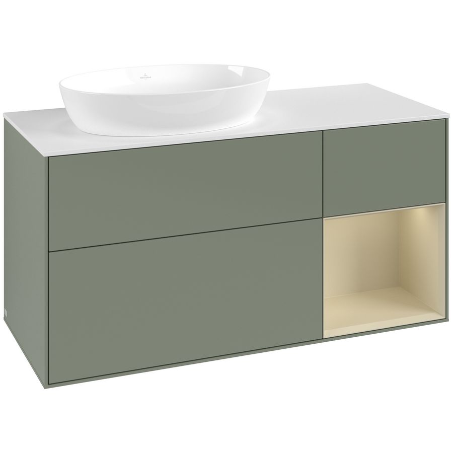Wastafelonderkast Finion 1200x603x501mm Olive Matt Lacquer FA51HJGM